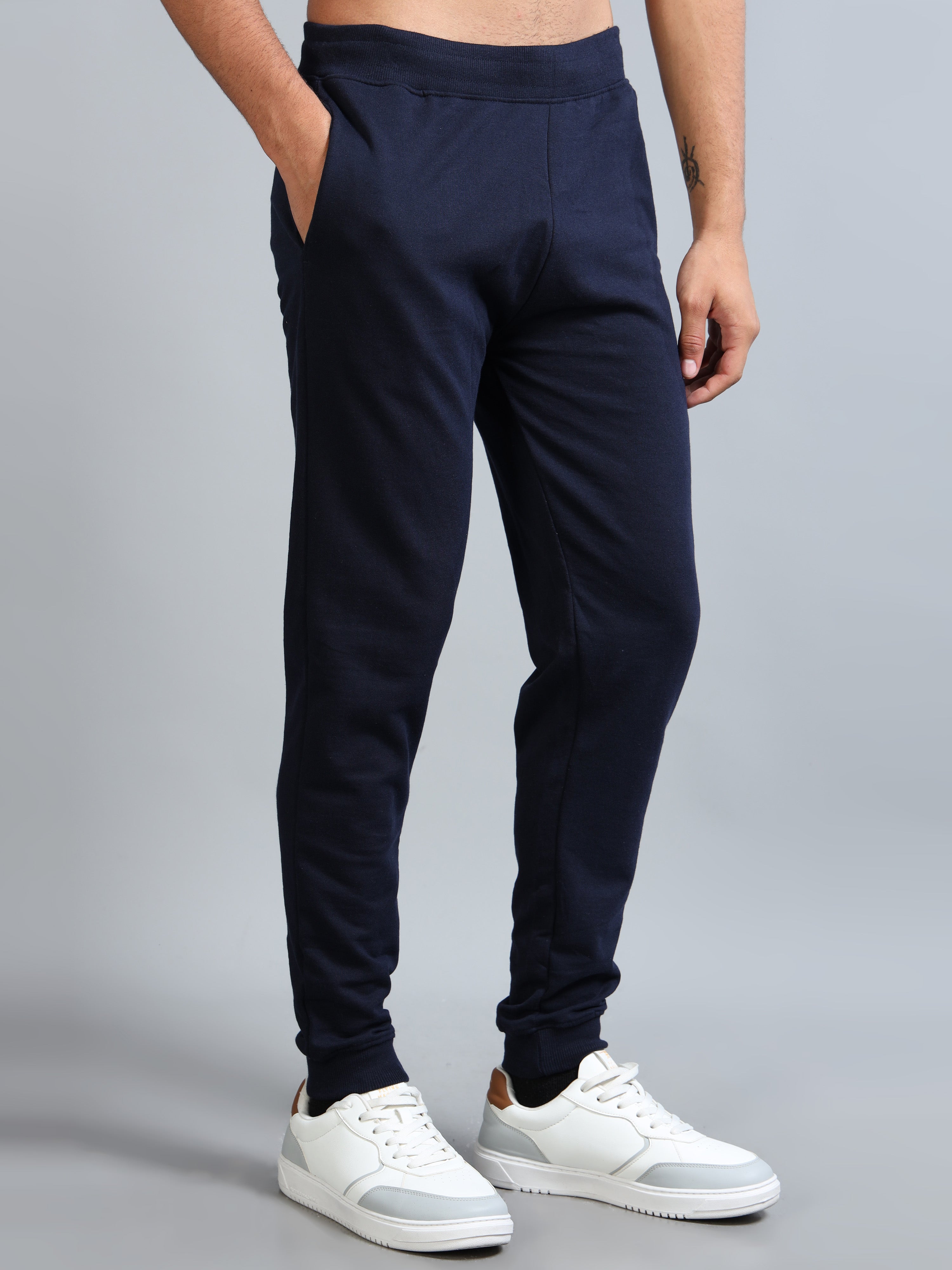 ARDEUR ZEAL IN YOU Men Navy Self Design Mid-Rise Joggers