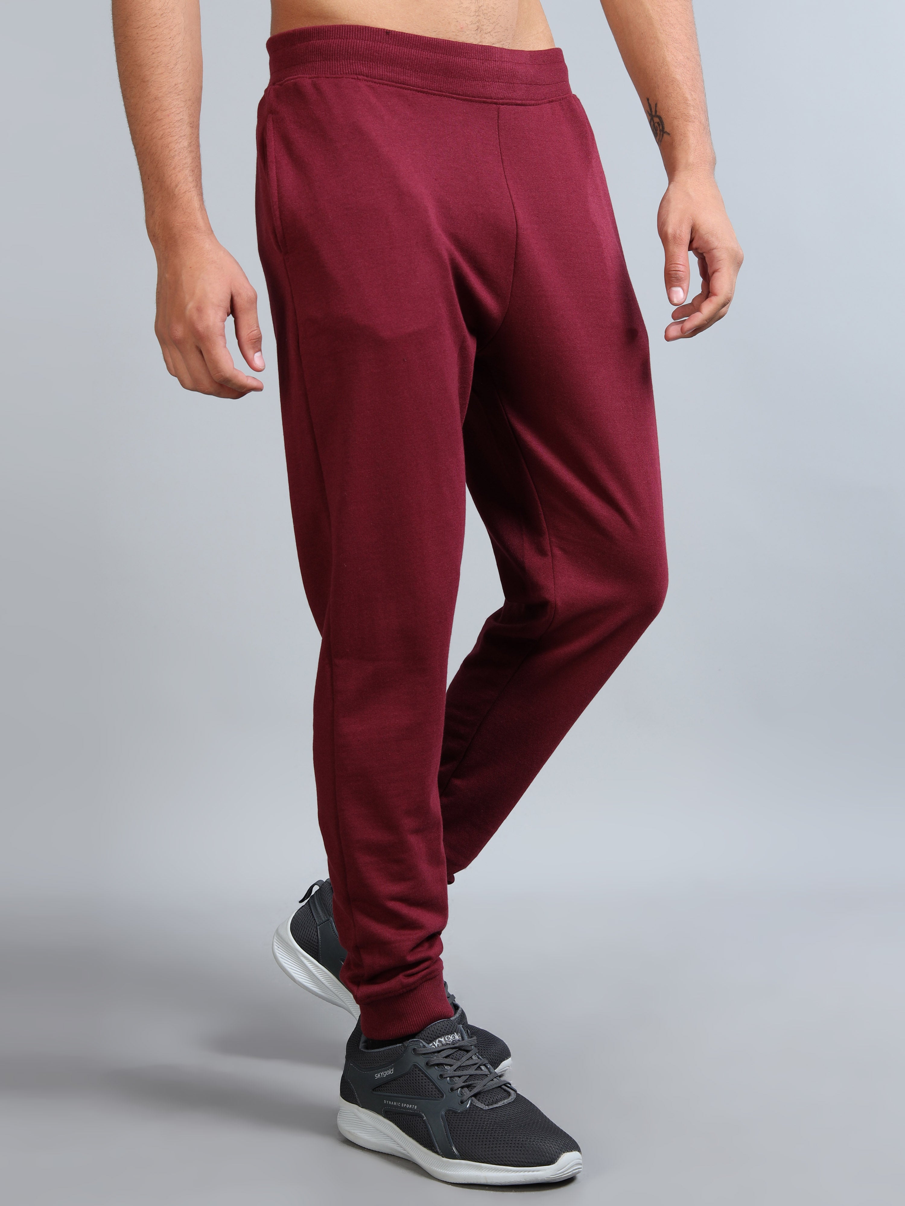 ARDEUR ZEAL IN YOU Men Maroon Self Design Mid-Rise Joggers