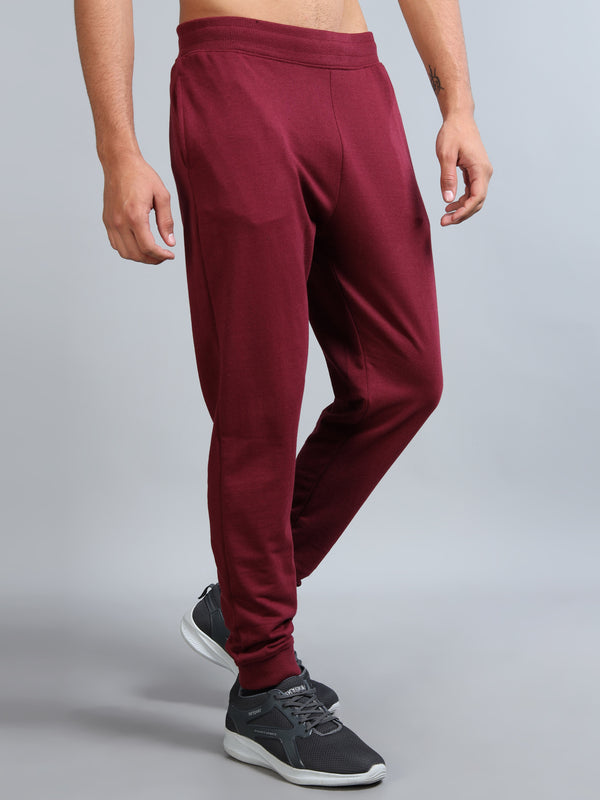ARDEUR ZEAL IN YOU Men Maroon Self Design Mid-Rise Joggers