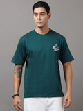 ARDEUR Men Printed Relaxed Fit Drop Shoulder T-Shirt - Bottle Green-3
