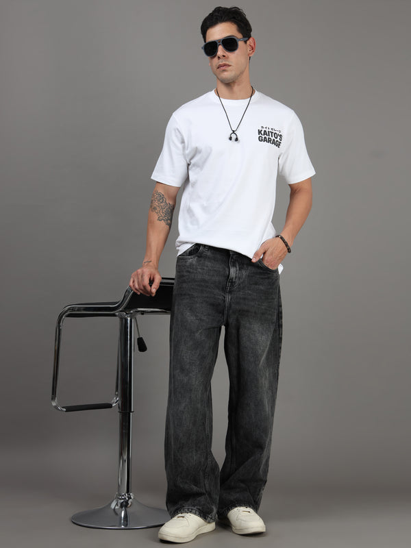 ARDEUR Men Graphic Printed Relaxed Fit Drop Shoulder T-Shirt - White-2