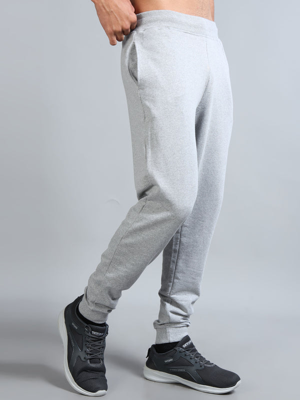 ARDEUR ZEAL IN YOU Men Grey Melange Self Design Mid-Rise Joggers
