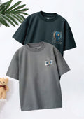 boys oversized t-shirt pack - CODEZ Boys' Pack Of 2 Oversize Drop Shoulder Printed T-Shirts, front view
