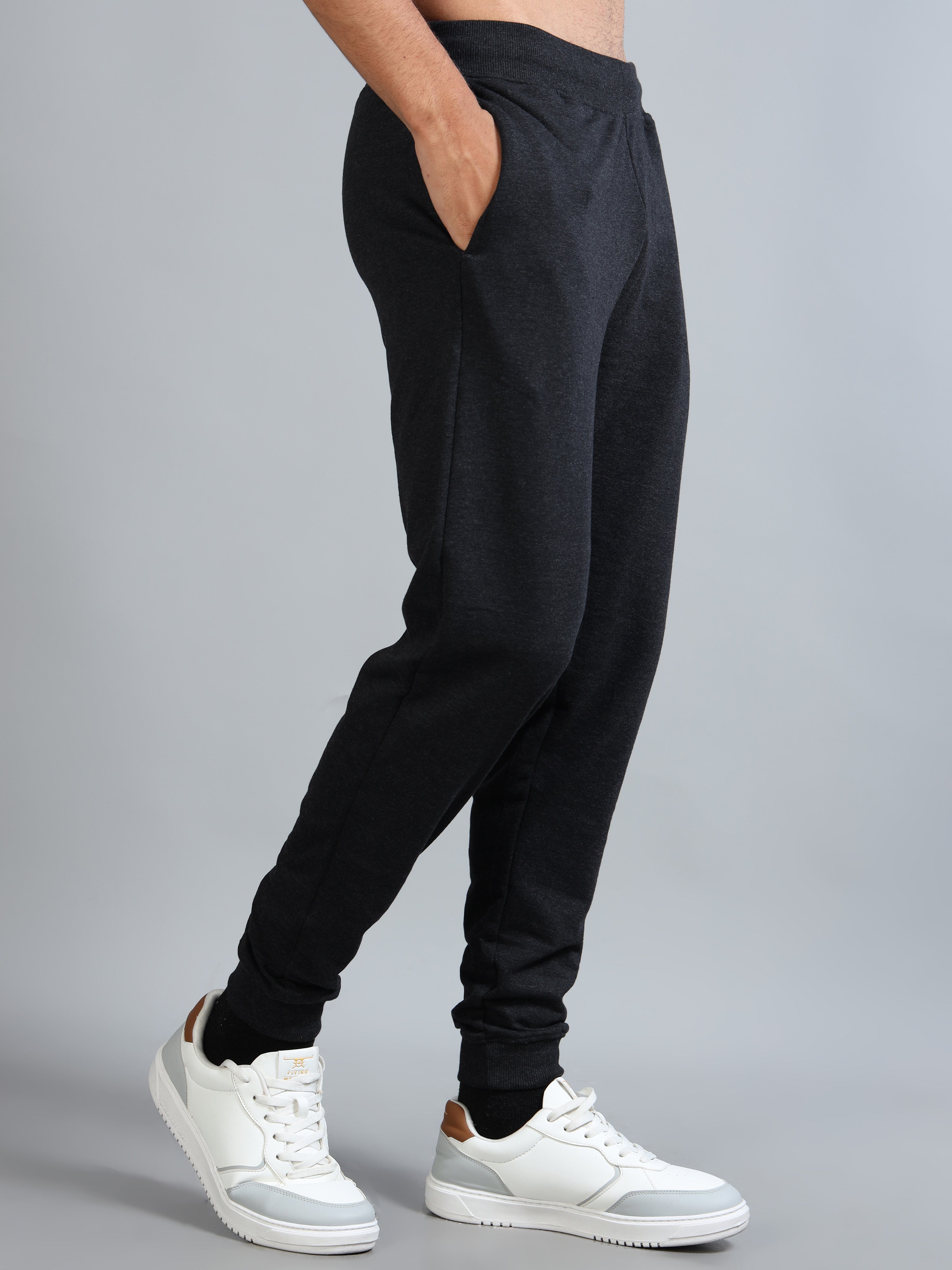 ARDEUR ZEAL IN YOU Men Charcoal Self Design Mid-Rise Joggers