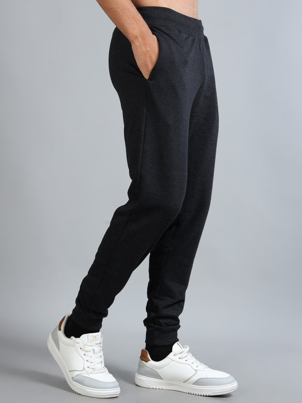 ARDEUR ZEAL IN YOU Men Charcoal Self Design Mid-Rise Joggers