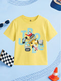 CODEZ Boys Lemon Drop Pure Cotton Trouble Vehicles Graphic Relaxed Fit T-Shirt