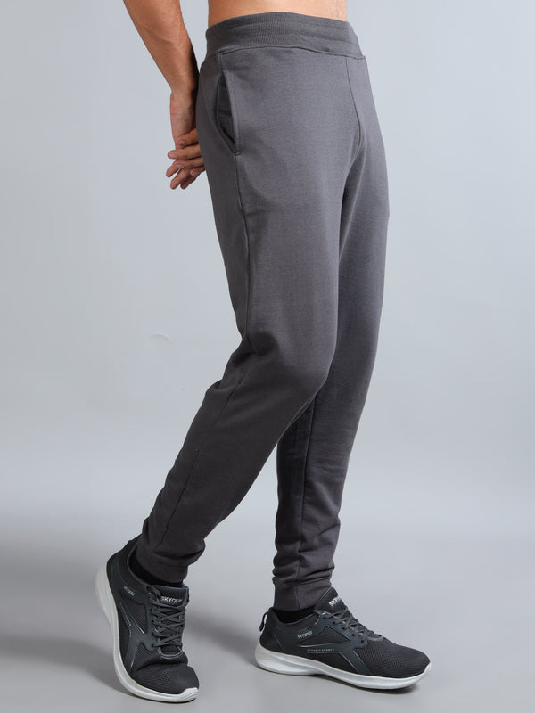ARDEUR ZEAL IN YOU Men Steel Grey Self Design Mid-Rise Joggers