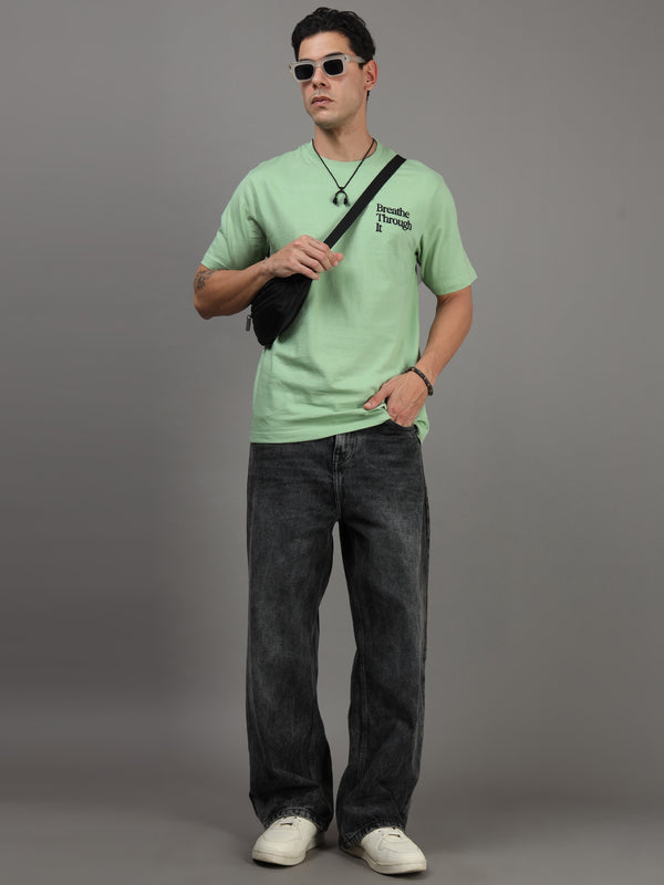 ARDEUR Men Graphic Printed Relaxed Fit Drop Shoulder T-Shirt - Light Green-2