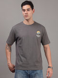 ARDEUR Men Printed Relaxed Fit Drop Shoulder T-Shirt - Grey
