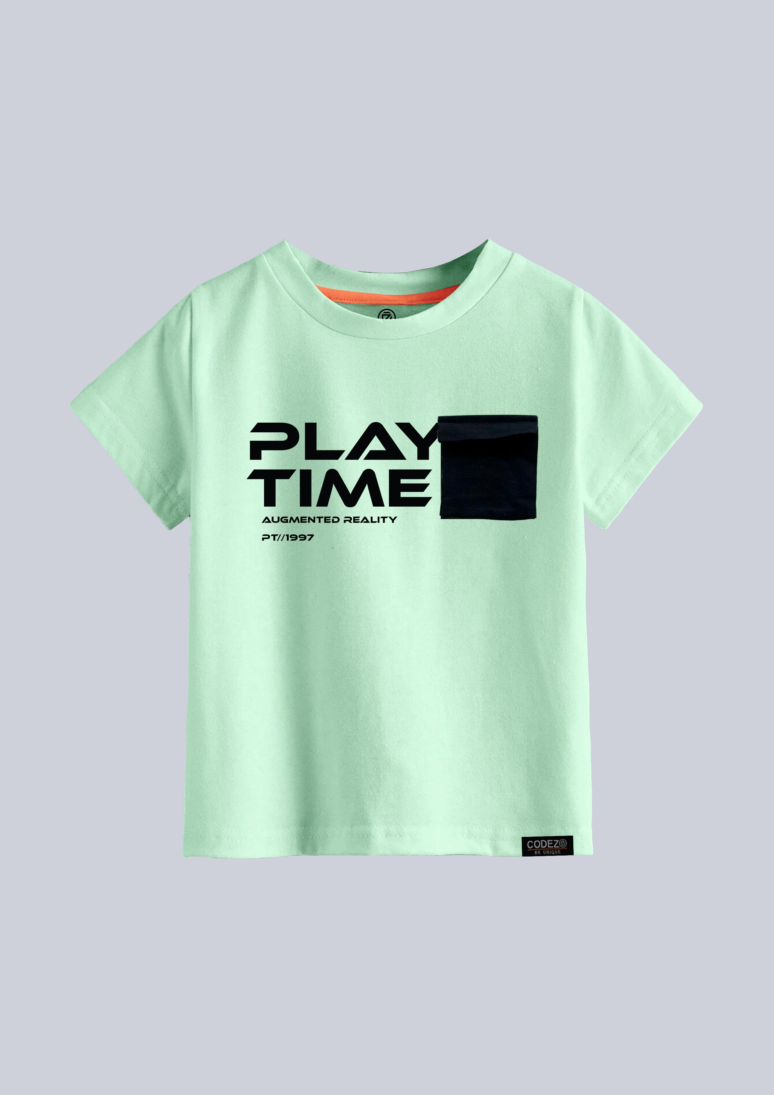 CODEZ Boys Green Round Neck Printed Tshirts