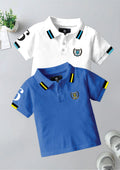 CODEZ Boys Pack Of 2 Self Design Embroidered Polo Tshirts
