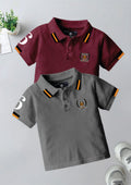 CODEZ Boys Pack Of 2 Self Design Embroidered Polo Tshirts