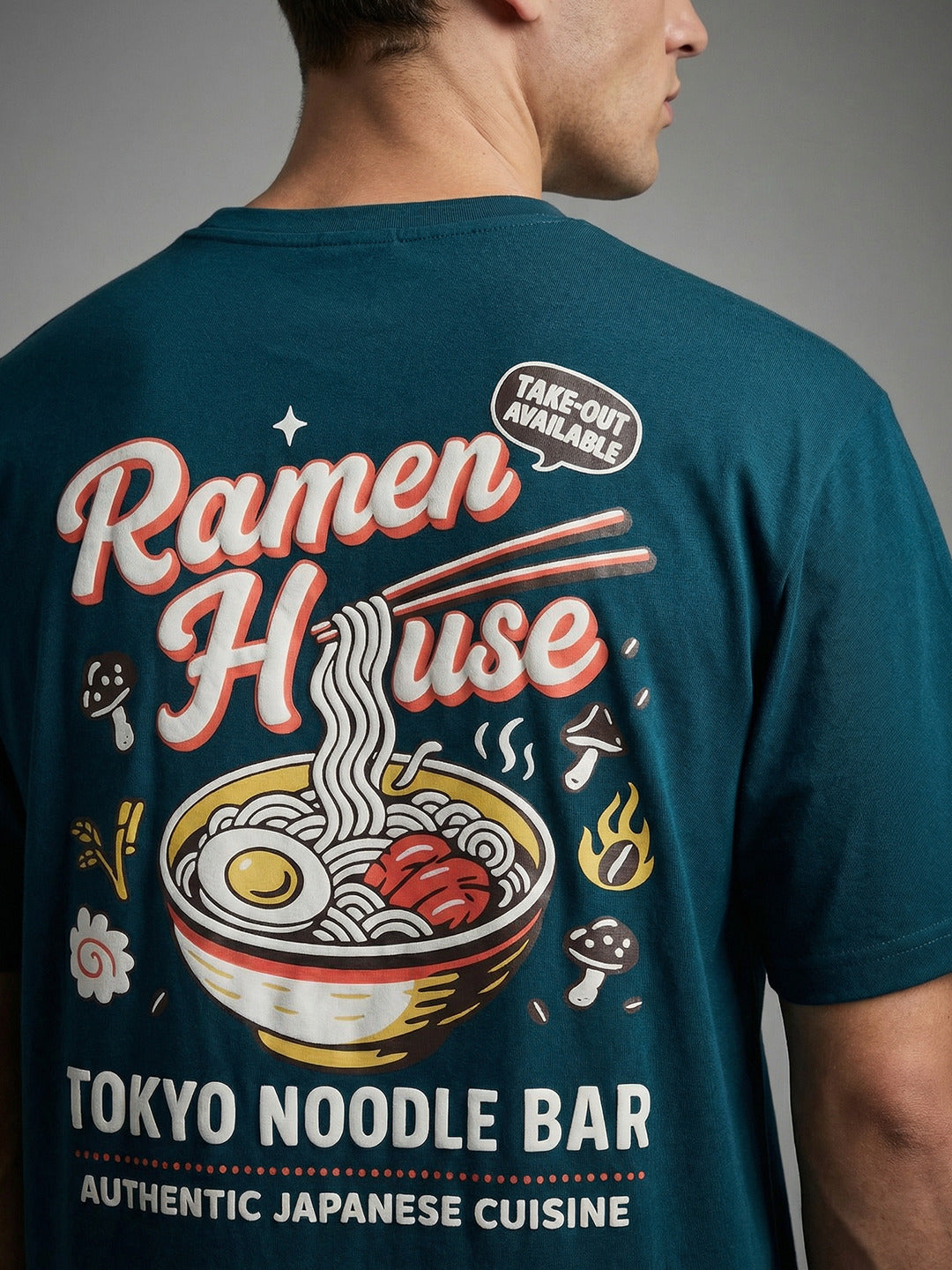 ARDEUR Men Graphic Printed Relaxed Fit Drop Shoulder T-Shirt - Bottle Green