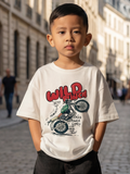 CODEZ Boys White Graphic Print Relaxed Fit Drop Shoulder T-Shirt