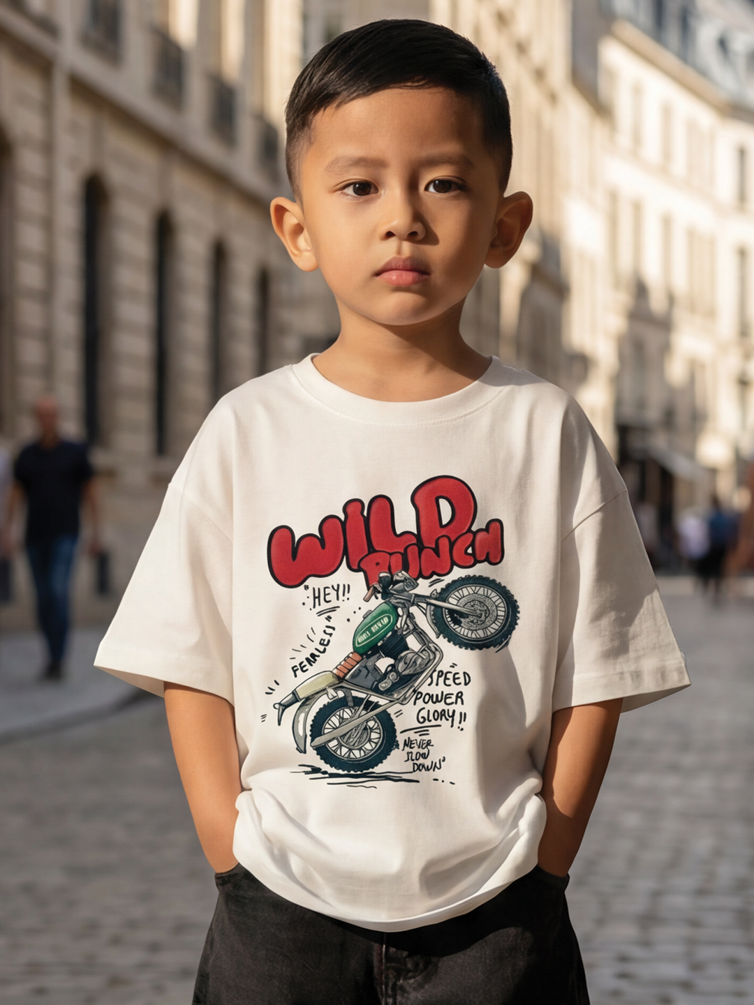 CODEZ Boys White Graphic Print Relaxed Fit Drop Shoulder T-Shirt
