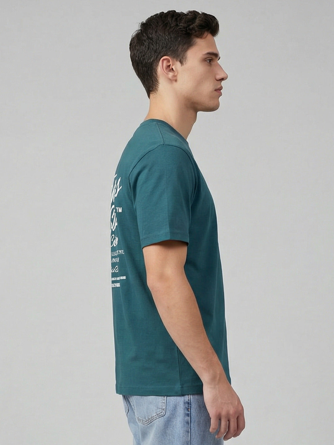 ARDEUR Men Graphic Printed Relaxed Fit Drop Shoulder T-Shirt - Bottle Green-2