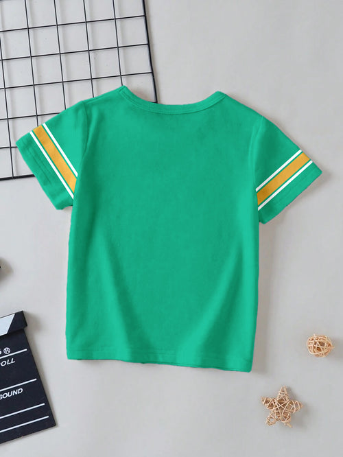 CODEZ Boys Green Round Neck Printed Tshirts