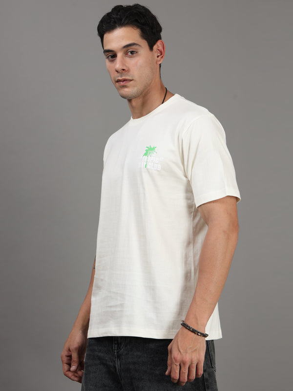 ARDEUR Men Printed Relaxed Fit Drop Shoulder T-Shirt - Off White-2