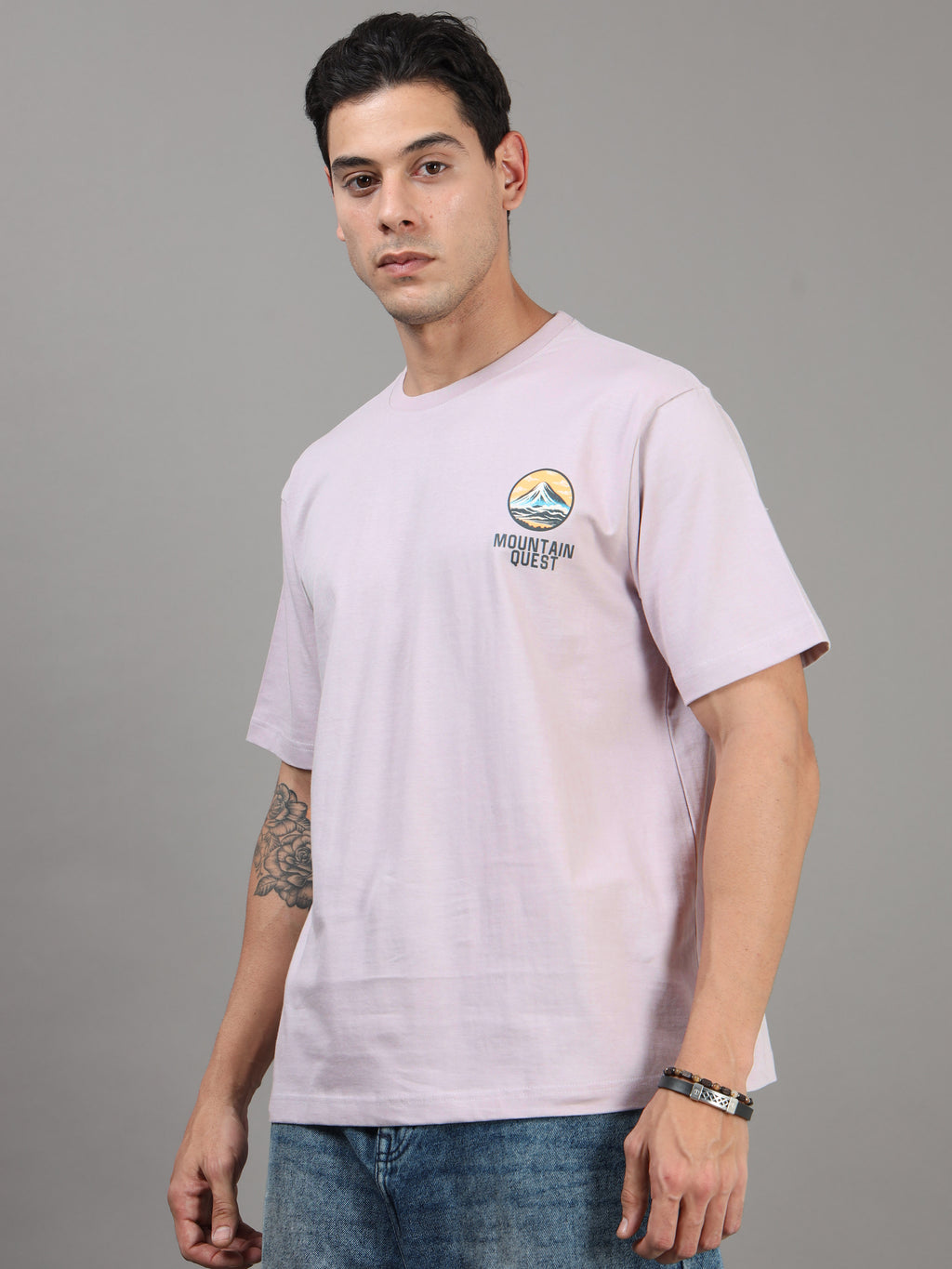 ARDEUR Men Printed Relaxed Fit Drop Shoulder T-Shirt - Purple