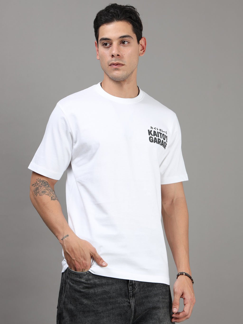 ARDEUR Men Graphic Printed Relaxed Fit Drop Shoulder T-Shirt - White-2