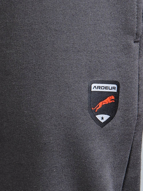 ARDEUR ZEAL IN YOU Men Steel Grey Self Design Mid-Rise Joggers