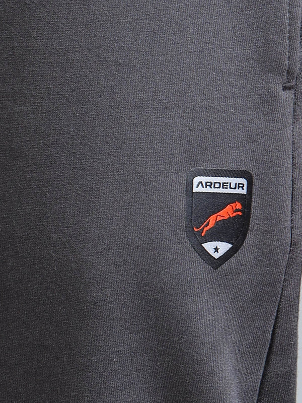 ARDEUR ZEAL IN YOU Men Steel Grey Self Design Mid-Rise Joggers