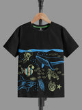 CODEZ Boys Black-2 Round Neck Printed Tshirts