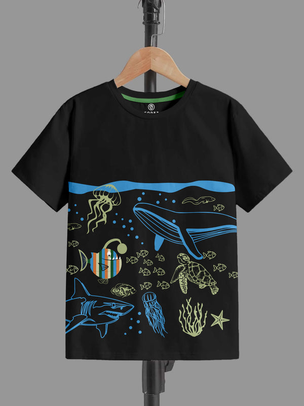 CODEZ Boys Black-2 Round Neck Printed Tshirts