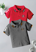CODEZ Boys Pack Of 2 Self Design Embroidered Polo Tshirts