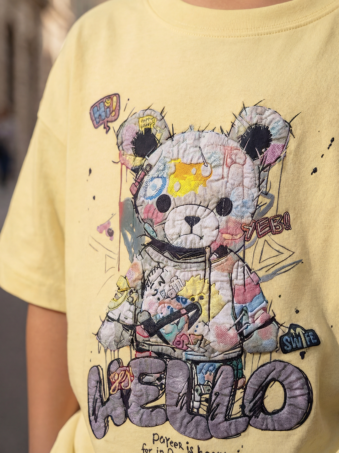 CODEZ Boys Yellow Graphic Print Relaxed Fit Drop Shoulder T-Shirt