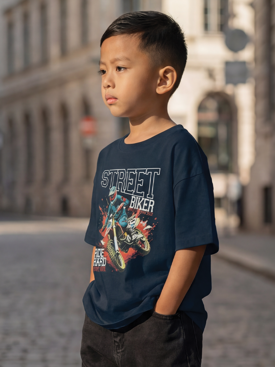 CODEZ Boys Teal Blue Graphic Print Relaxed Fit Drop Shoulder T-Shirt