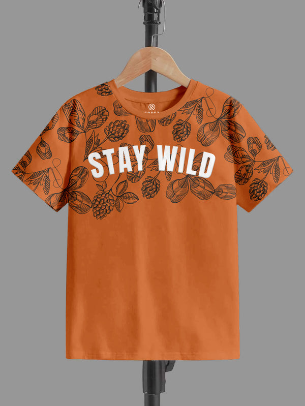 CODEZ Boys Off Rust Round Neck Printed Tshirts