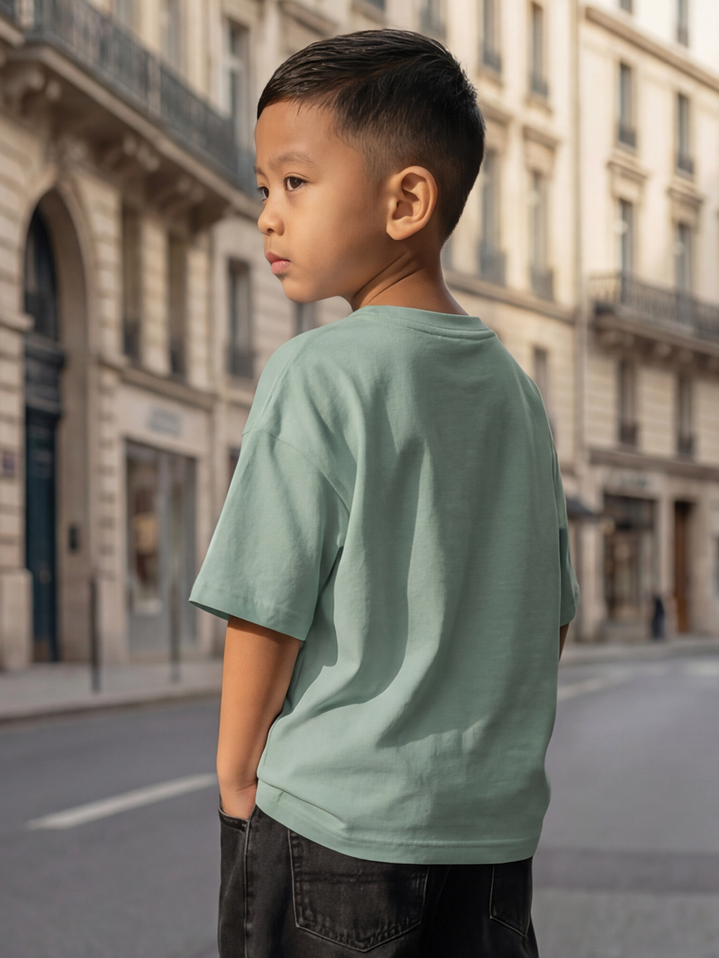 CODEZ Boys Pista Green Graphic Print Relaxed Fit Drop Shoulder T-Shirt