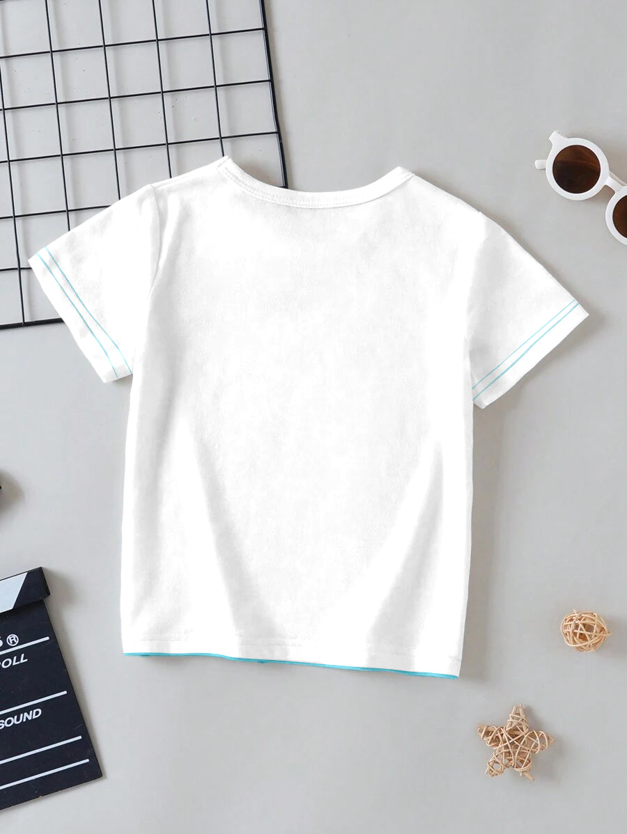 CODEZ Boys White Round Neck Printed Tshirts
