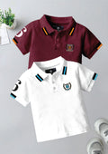 CODEZ Boys Pack Of 2 Self Design Embroidered Polo Tshirts