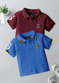 CODEZ Boys Pack Of 2 Self Design Embroidered Polo Tshirts