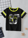 CODEZ Boys Black Round Neck Printed Tshirts
