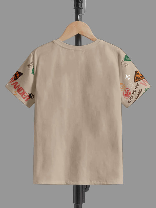 CODEZ Boys Beige-2 Round Neck Printed Tshirts