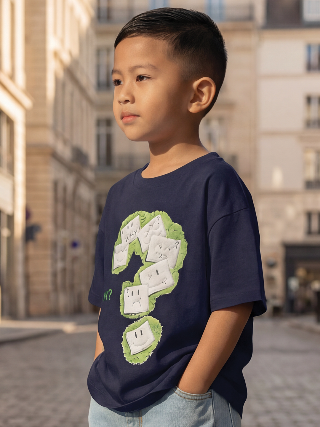 CODEZ Boys Navy Graphic Print Relaxed Fit Drop Shoulder T-Shirt