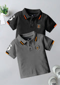 CODEZ Boys Pack Of 2 Self Design Embroidered Polo Tshirts