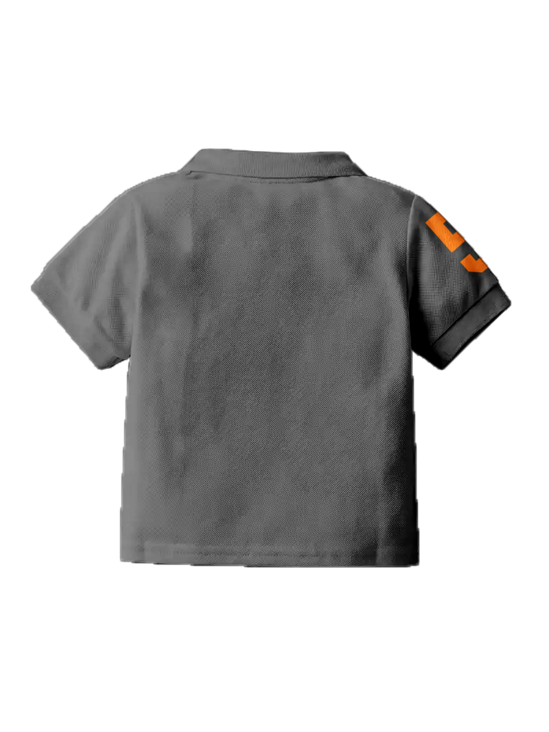 CODEZ Boys Steel Grey Embroidered Pique Polo Collar T-Shirt