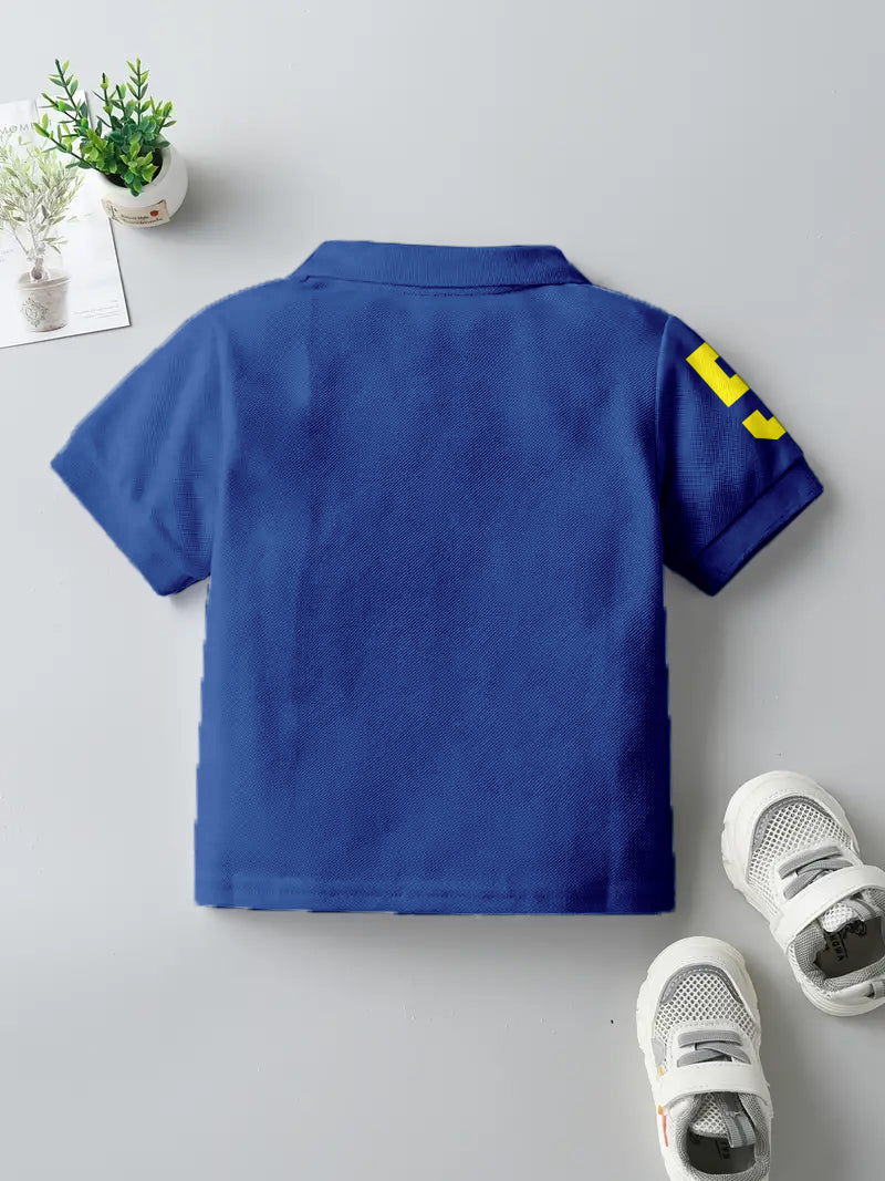 CODEZ Boys Royal Blue Embroidered Pique Polo Collar T-Shirt