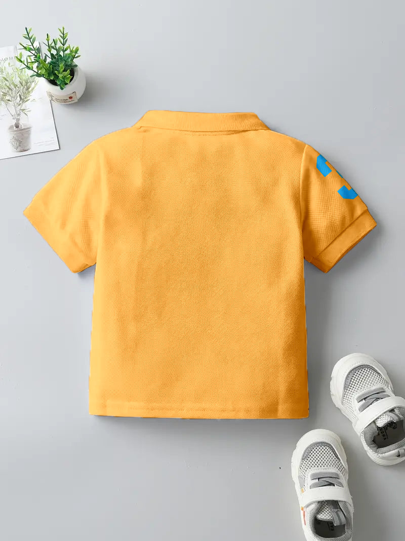 CODEZ Boys Yellow Embroidered Pique Polo Collar T-Shirt