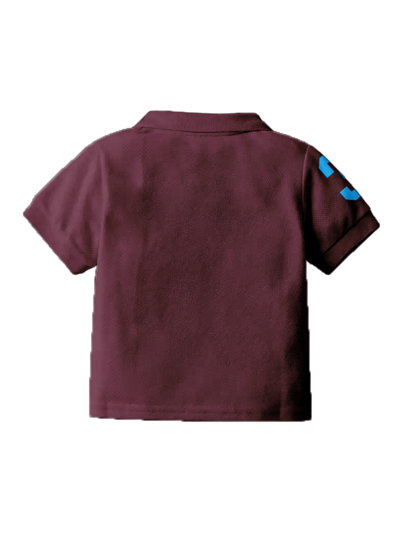 CODEZ Boys Maroon Embroidered Pique Polo Collar T-Shirt