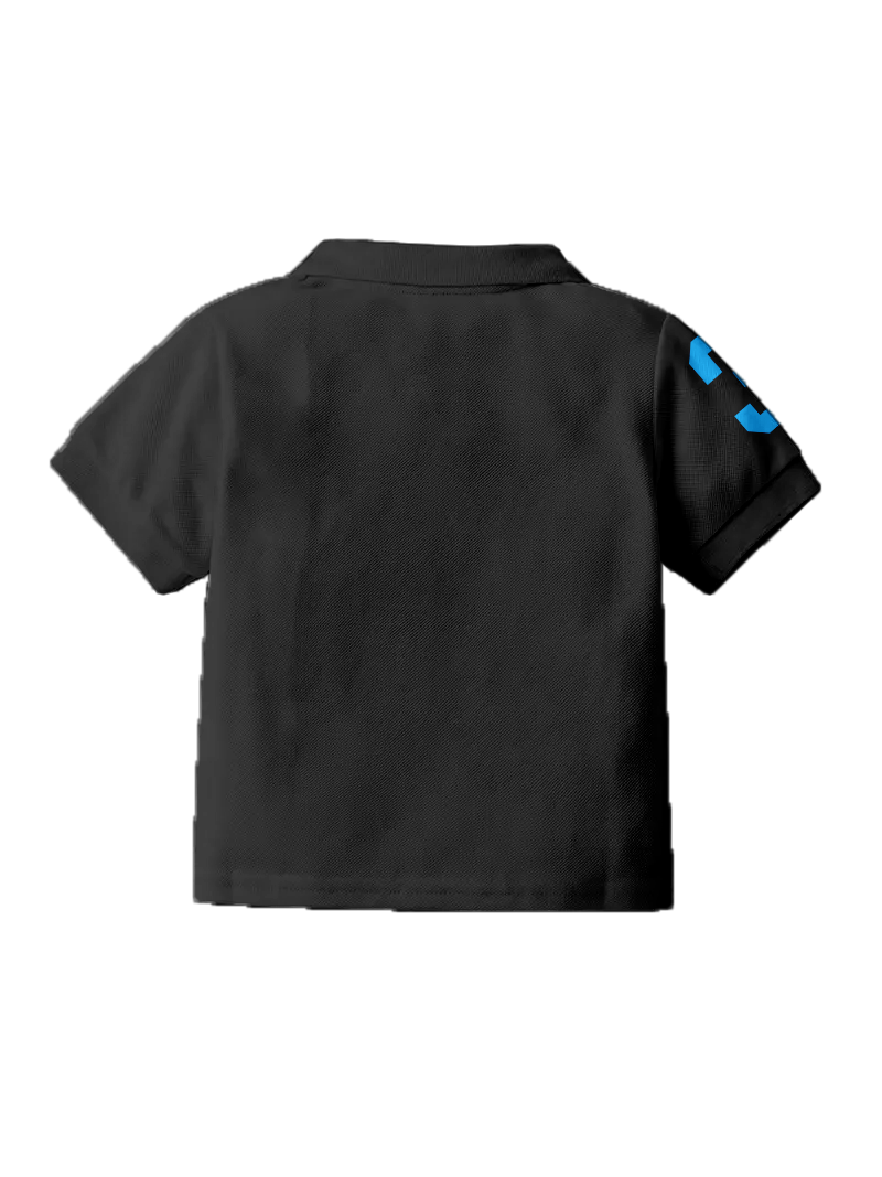 CODEZ Boys Black Embroidered Pique Polo Collar T-Shirt
