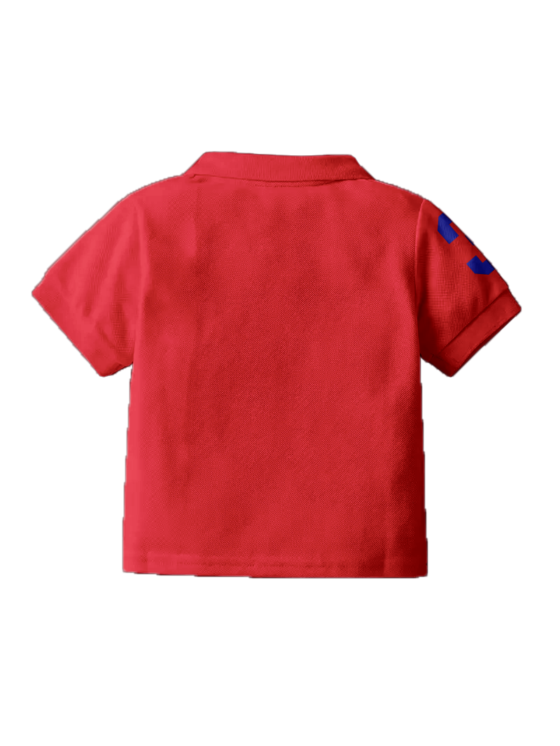 CODEZ Boys Red Embroidered Pique Polo Collar T-Shirt