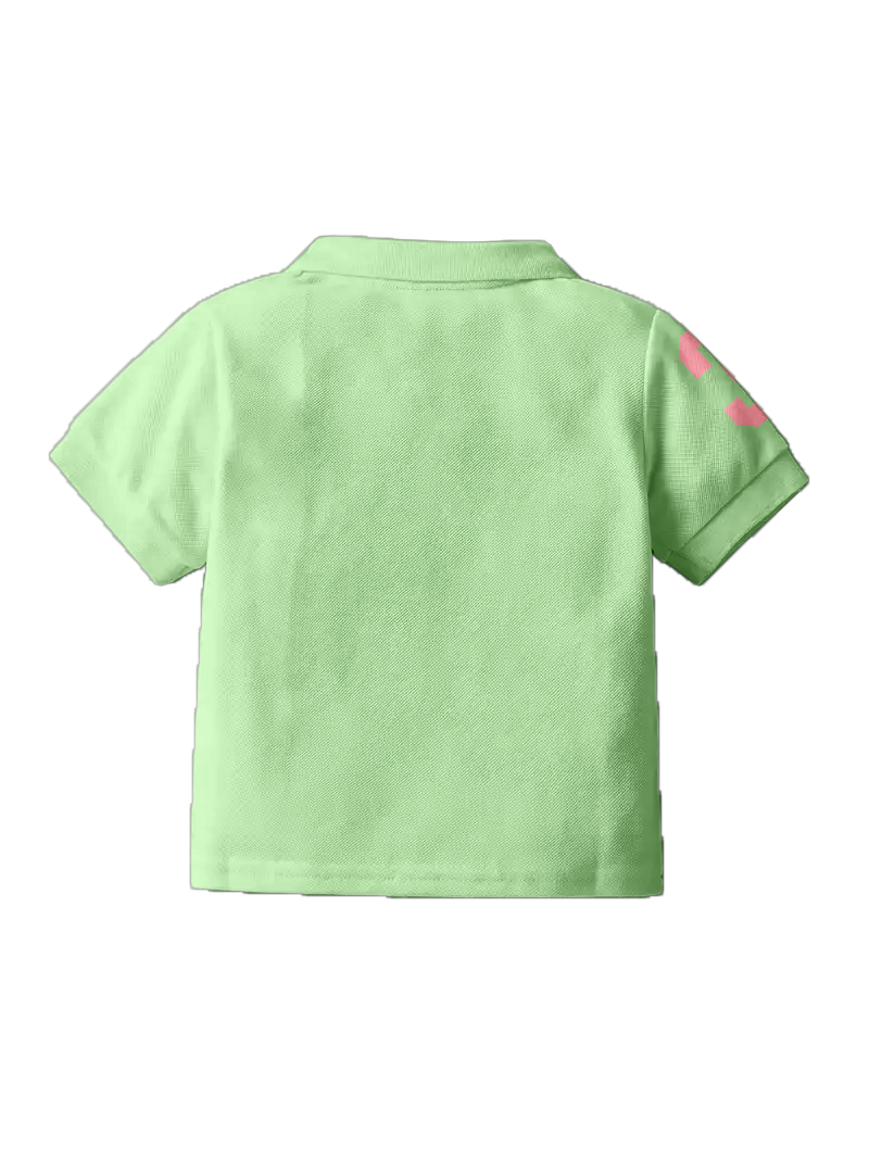 CODEZ Boys Green Embroidered Pique Polo Collar T-Shirt