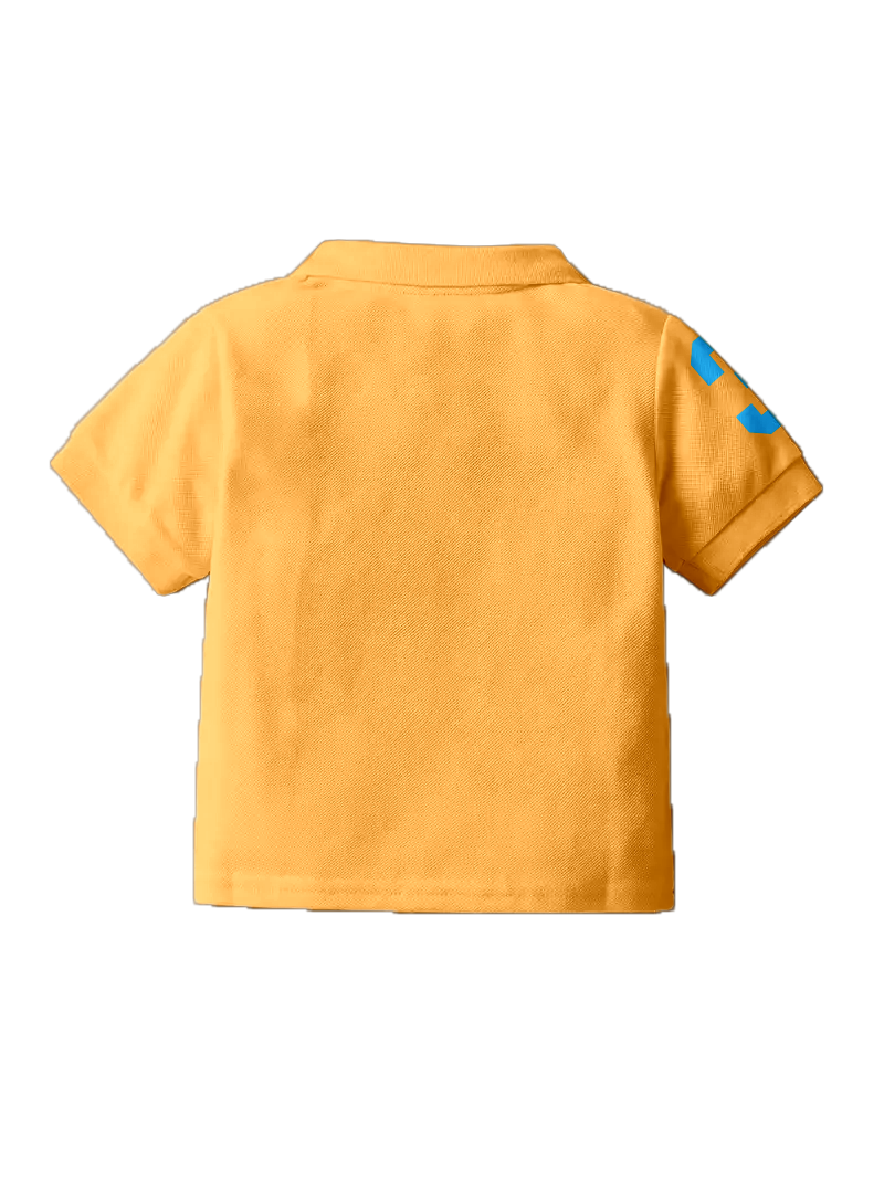 CODEZ Boys Yellow Embroidered Pique Polo Collar T-Shirt