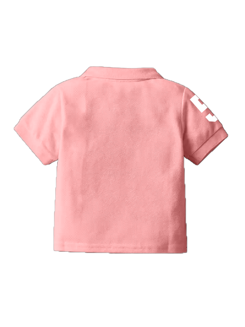 CODEZ Boys Peach Embroidered Pique Polo Collar T-Shirt