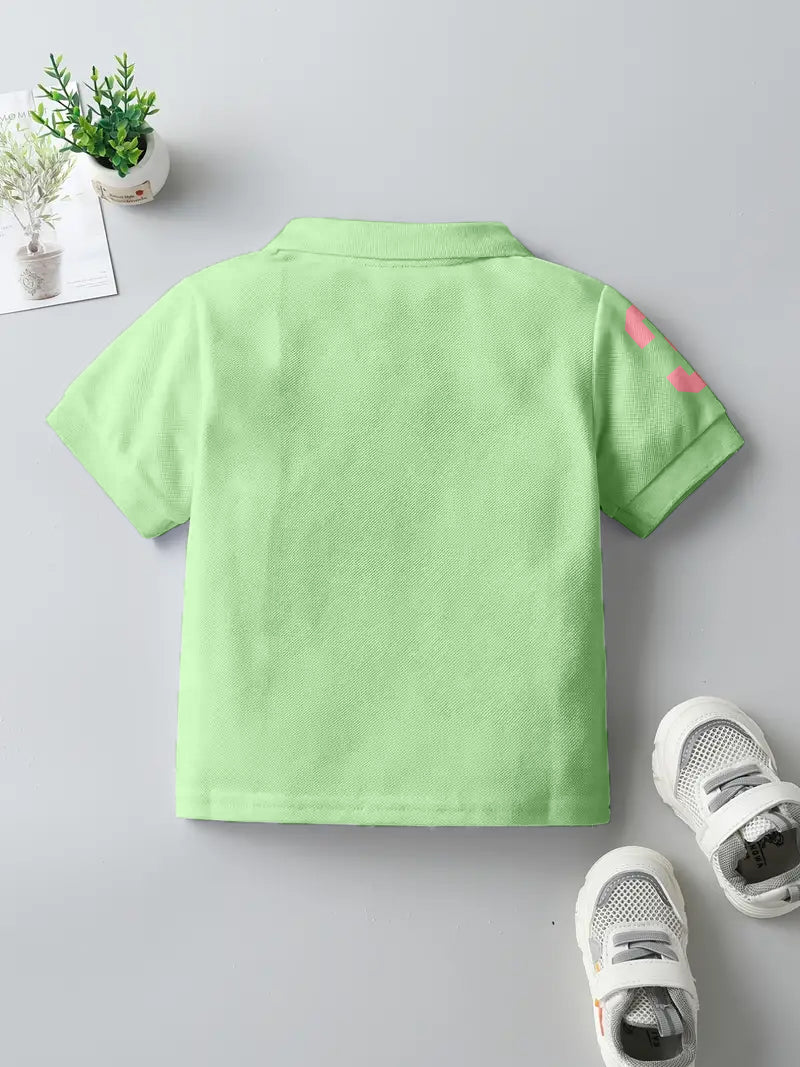 CODEZ Boys Green Embroidered Pique Polo Collar T-Shirt